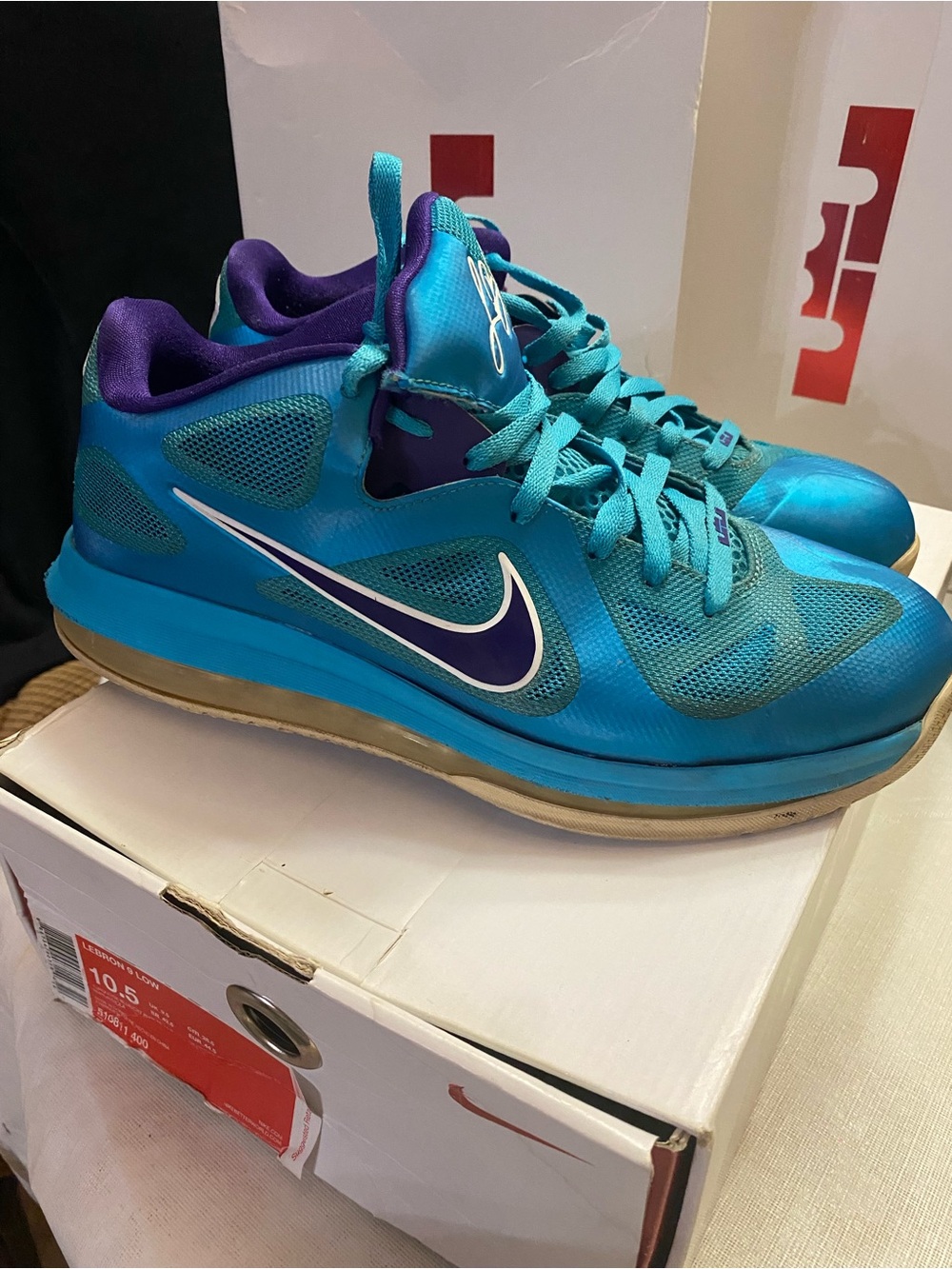 RARE - Nike LeBron 9 Low Hornet Turquoise Purple with original box